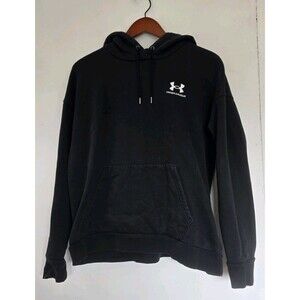 Under Armour Hoodie Womens L Essential Fleece Fit Black Athletic Gym Fitness